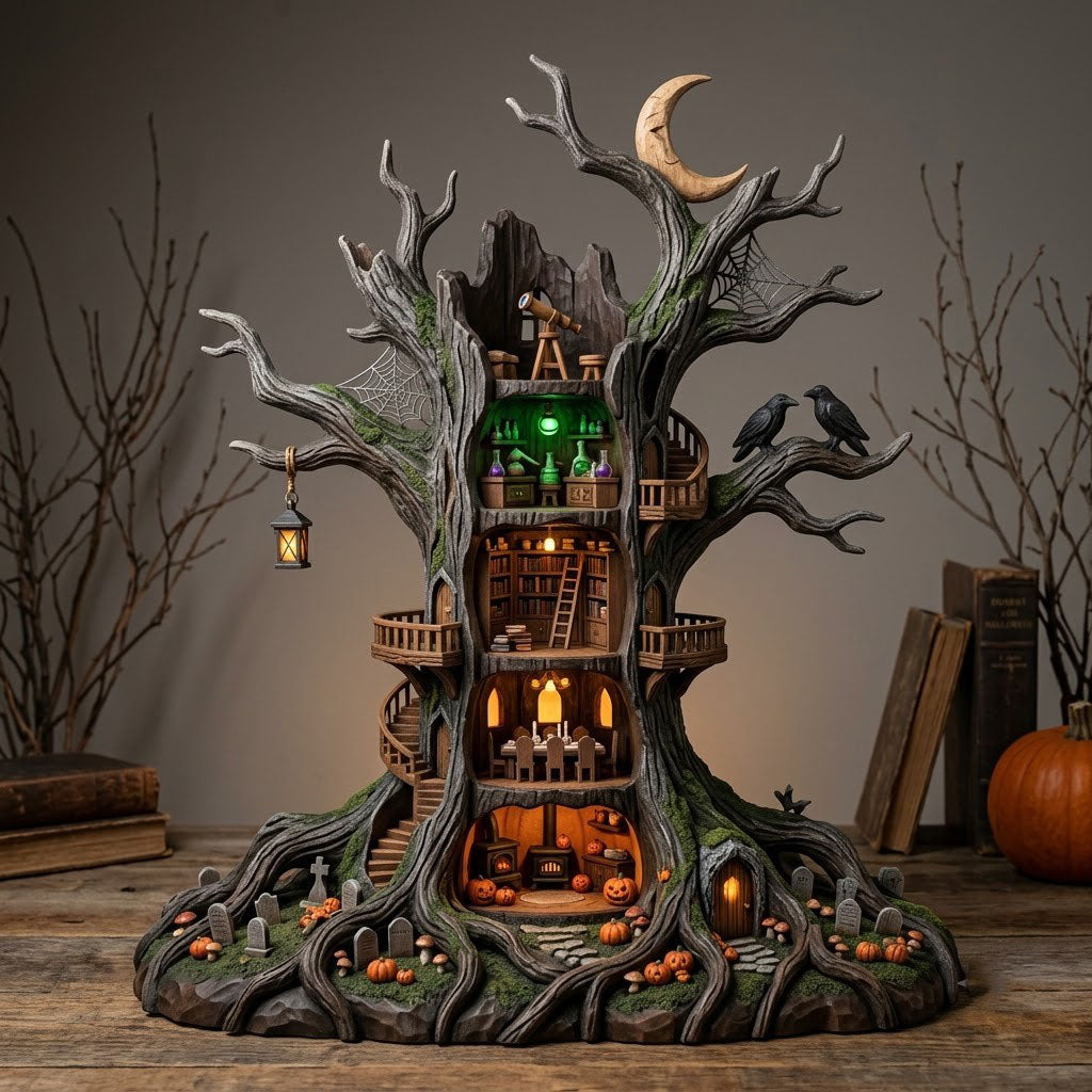 Hauntef Tree wooden block, laser-cut 3-layer wood