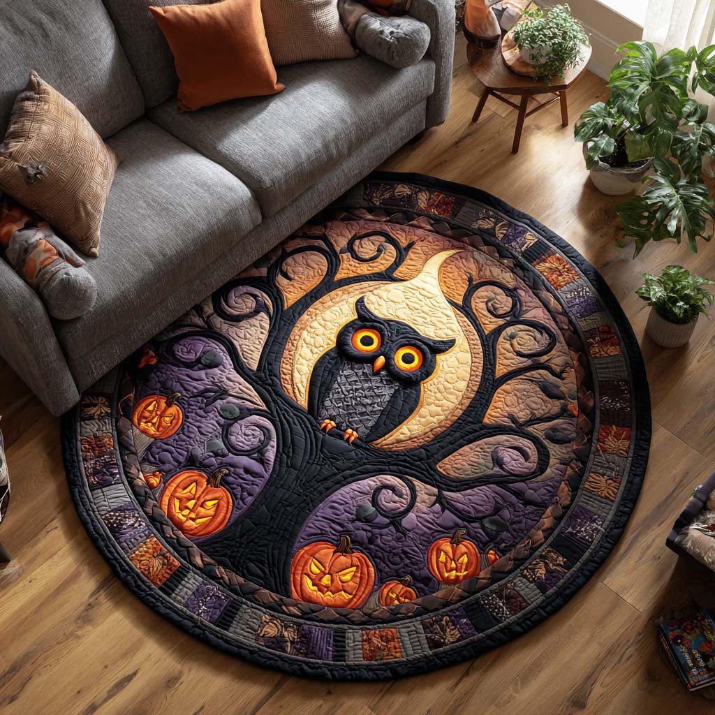 Haunting Delight Round Mat Rug - washable non-slip printed rug