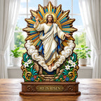 He Is Risen wooden block, laser-cut 3-layer wood