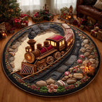 Hearthside Holiday Express Christmas Round Mat Rug - washable non-slip printed rug