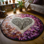 Heartloom Round Mat Rug - washable non-slip printed rug