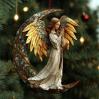 Gold Wing Moon Angel Christmas Ornament