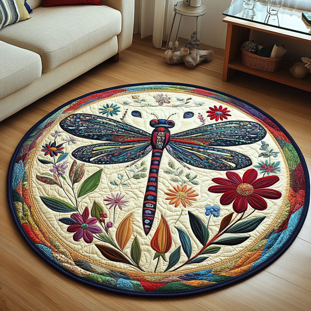 Heavenly Flight Round Mat Rug - washable non-slip printed rug