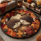 Hedgehog Hideaway Round Mat Rug - washable non-slip printed rug