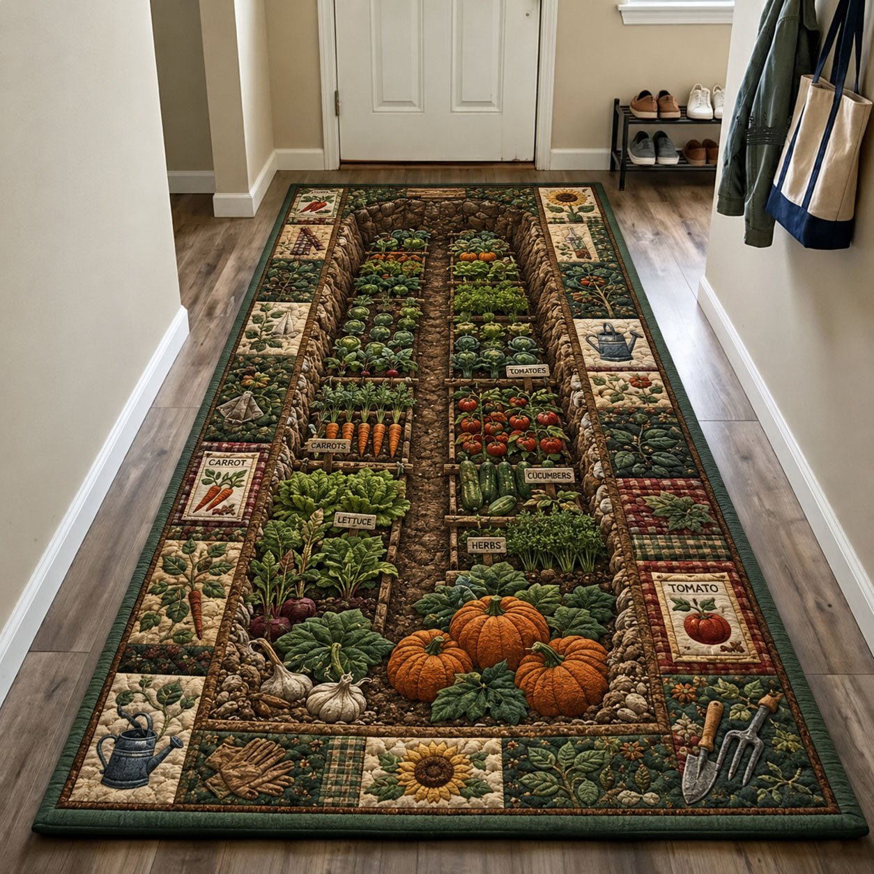 Heirloom Vegetable Garden Patch Runner Rug - Nature Design | Serene Runner Rug