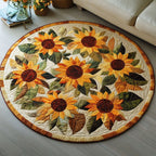 Helianthus Harmony Round Mat Rug - Nature Design | Serene Home Decor