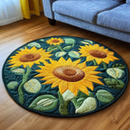 Helios Garden Round Mat Rug - washable non-slip printed rug