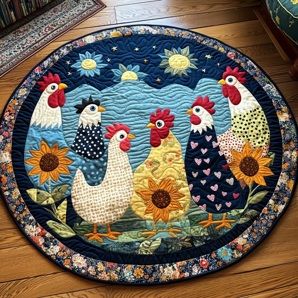 Hen Haven Round Mat Rug - Nature Design | Serene Home Decor