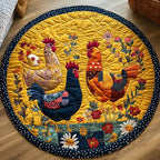 Hen Haven Round Mat Rug - washable non-slip printed rug