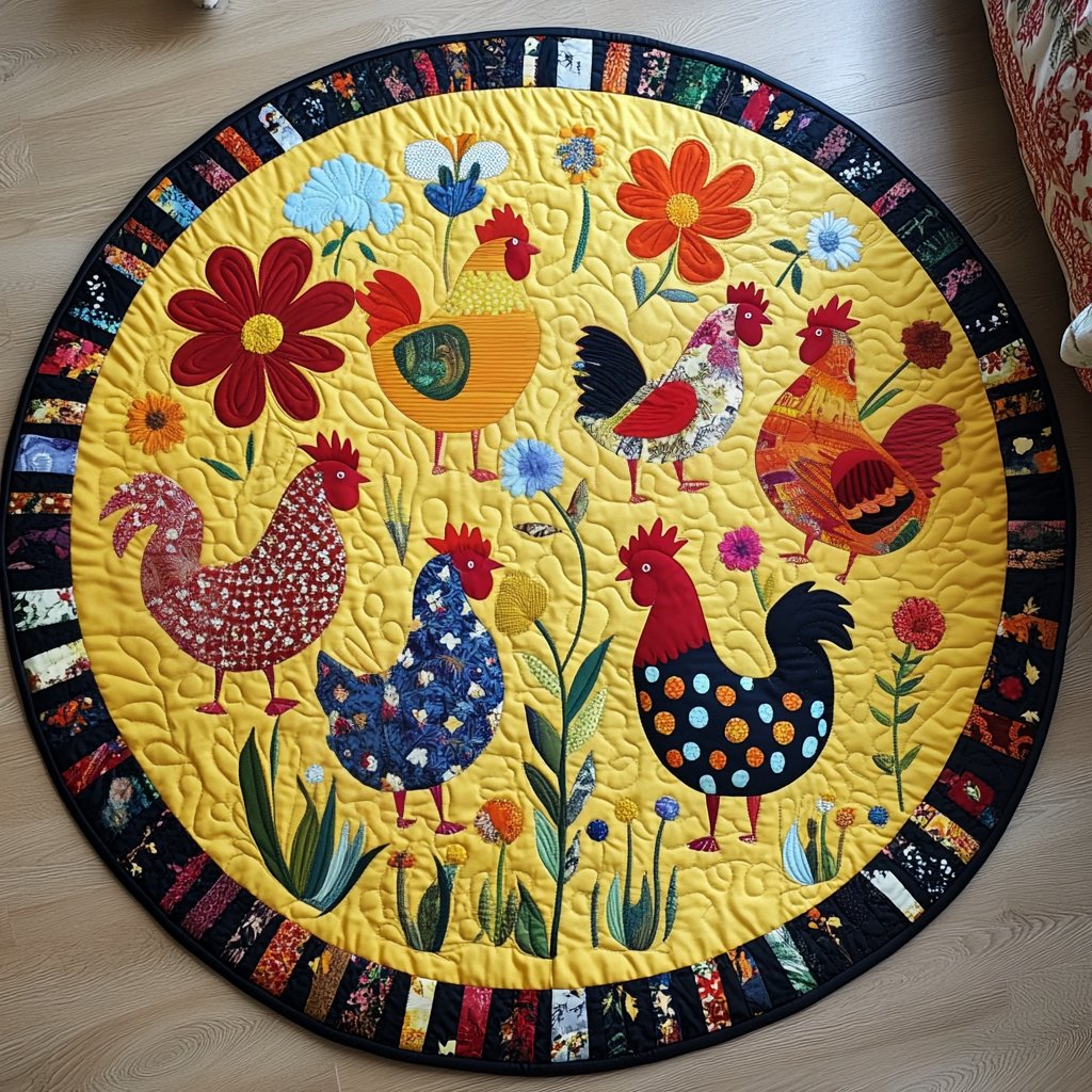 Hen Haven Round Mat Rug - Nature Design | Serene Home Decor