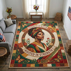 Heritage Bloom area rug in a living room