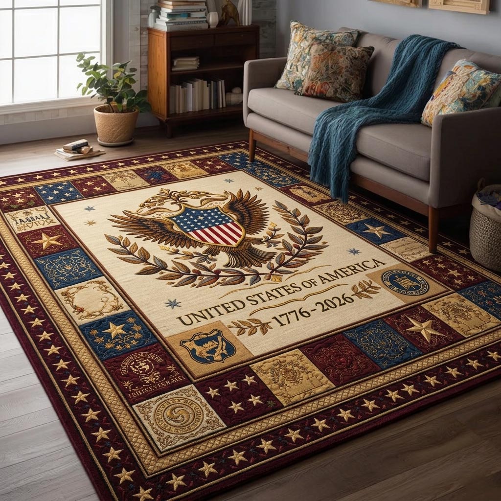 Heritage Patch area rug in a living room