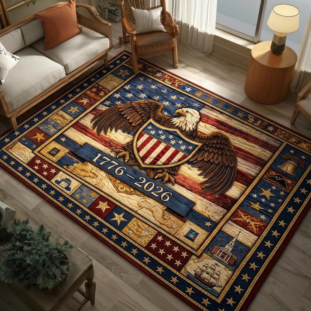Heritage Patch area rug in a living room