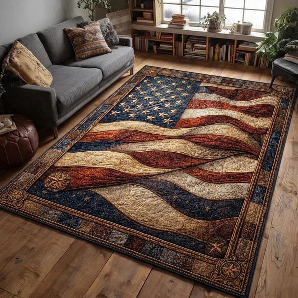 Heritage Patch area rug in a living room