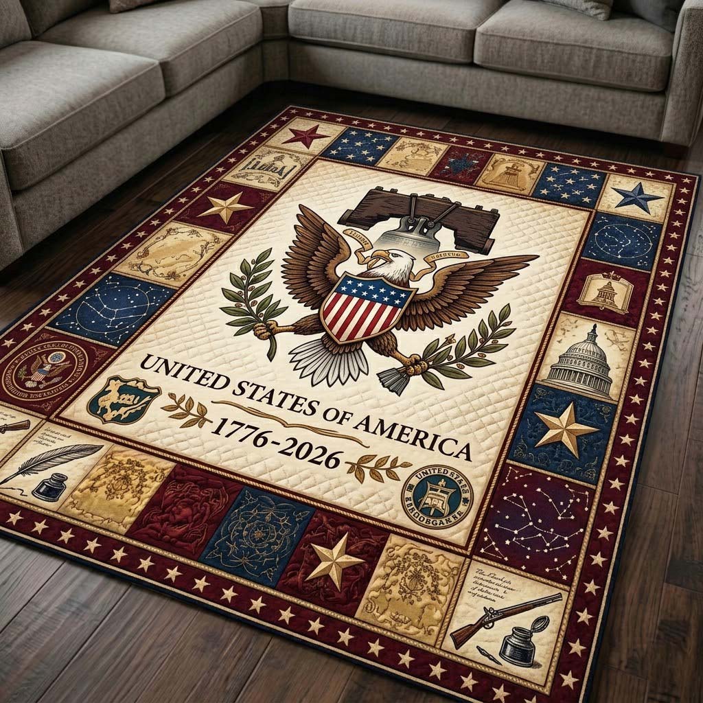 Heritage Patch area rug in a living room