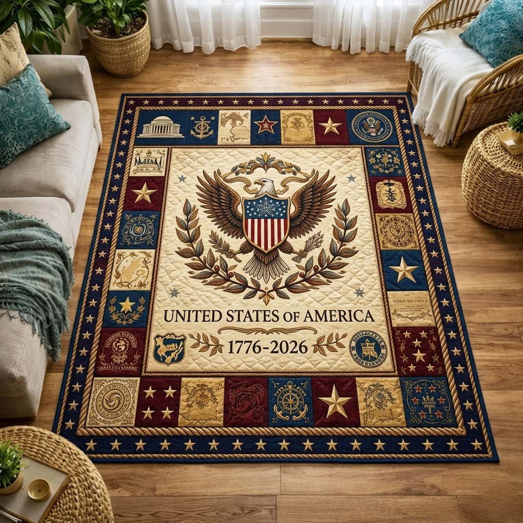 Heritage Patch area rug in a living room