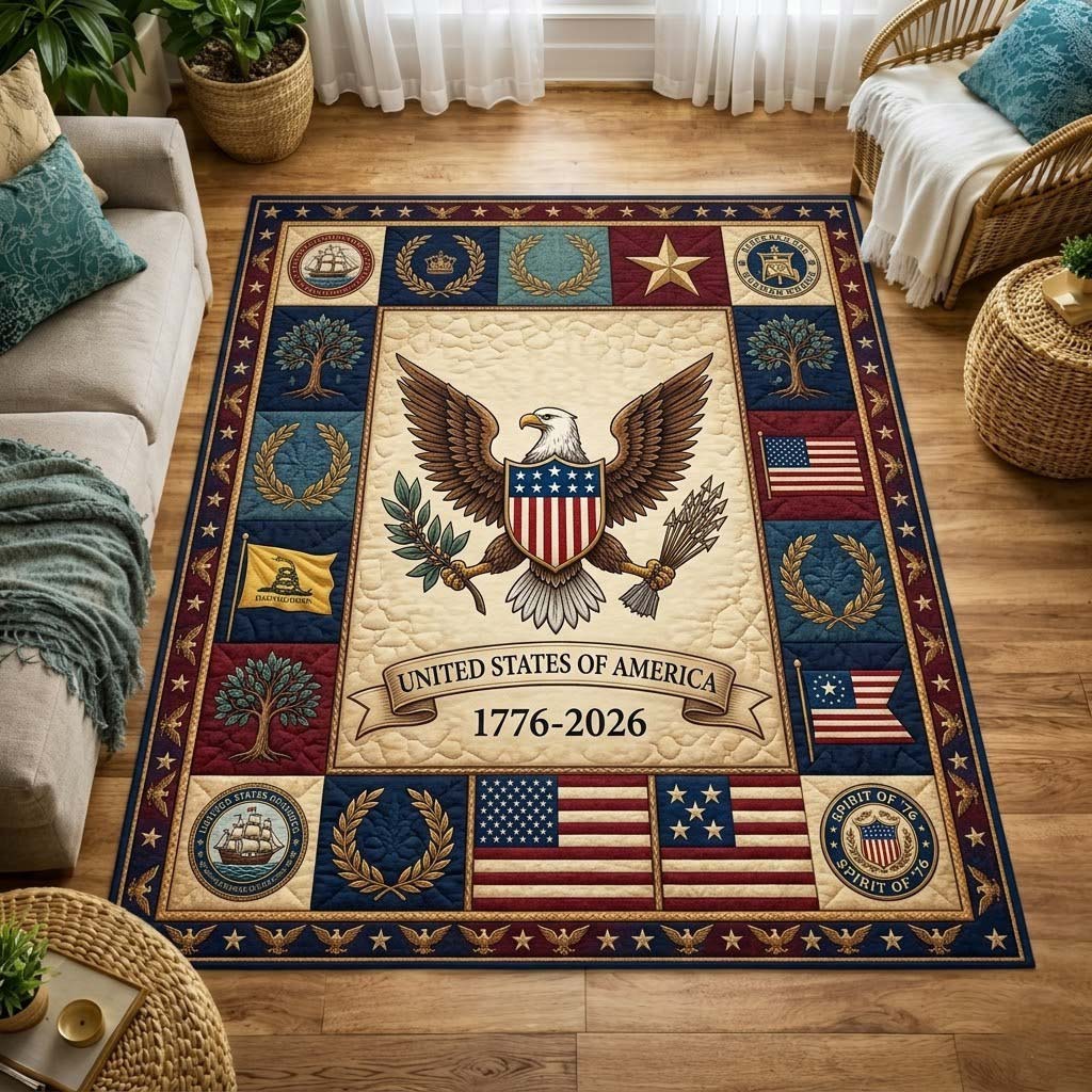 Heritage Patch area rug in a living room