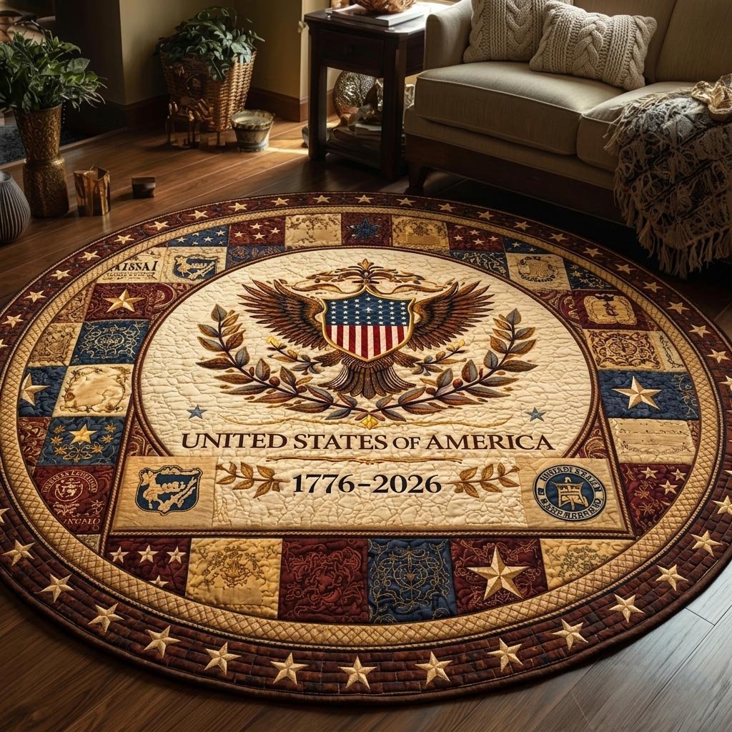 Heritage Patch Round Mat Rug - Nature Design | Serene Home Decor