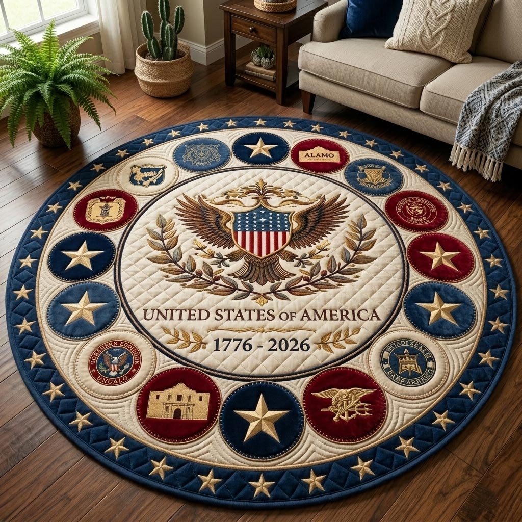 Heritage Patch Round Mat Rug - Nature Design | Serene Home Decor