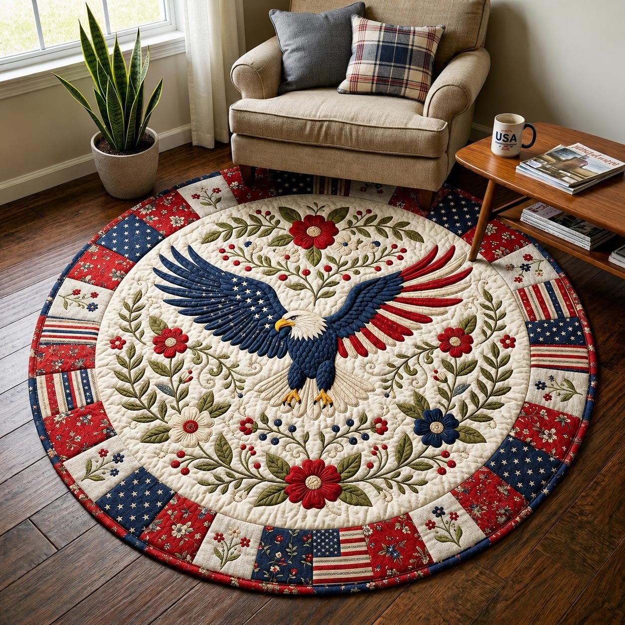 Heritage Patch Round Mat Rug - Nature Design | Serene Home Decor