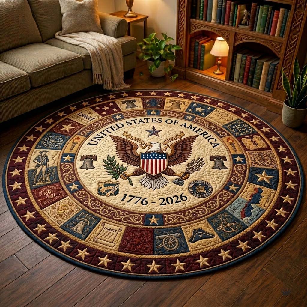 Heritage Patch Round Mat Rug - Nature Design | Serene Home Decor