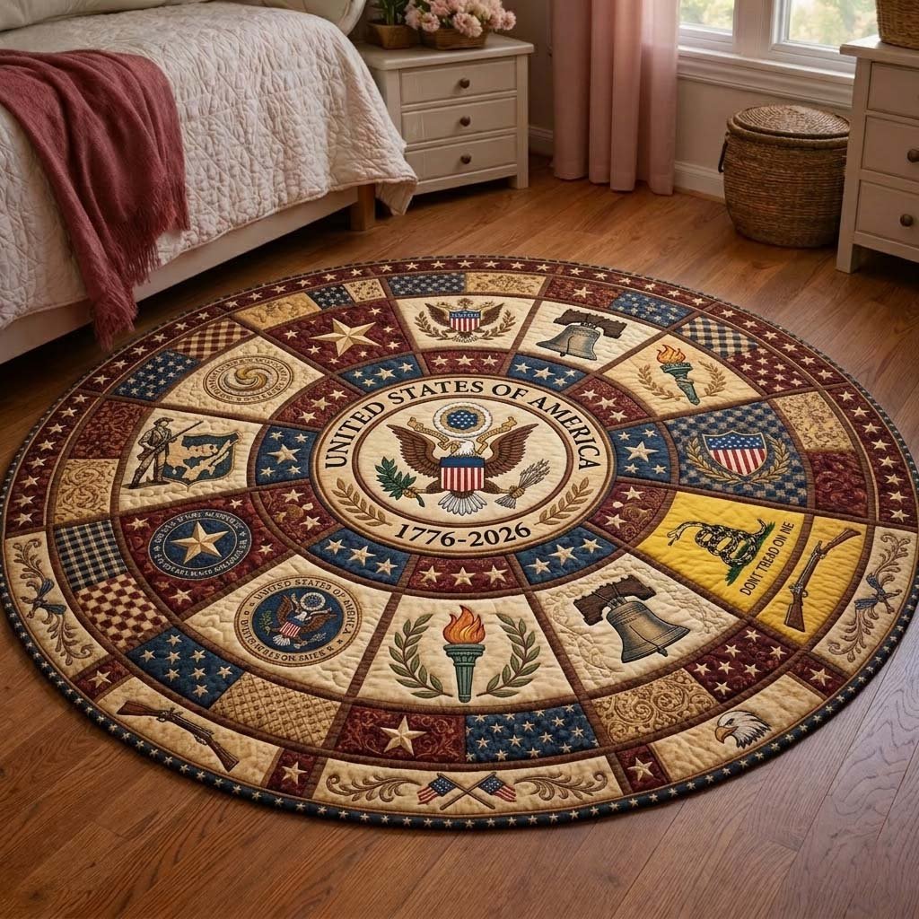 Heritage Patch Round Mat Rug - Nature Design | Serene Home Decor