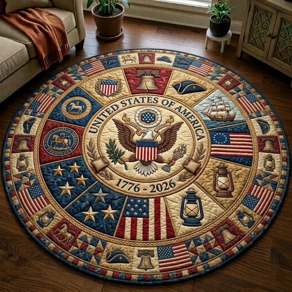 Heritage Patch Round Mat Rug - Nature Design | Serene Home Decor