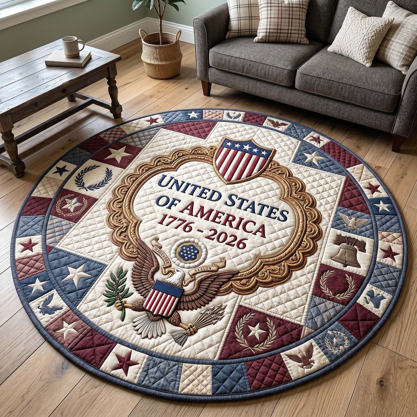 Heritage Patch Round Mat Rug - Nature Design | Serene Home Decor