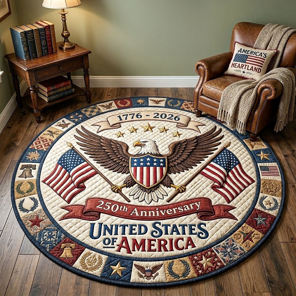 Heritage Patch (Design 3) Round Mat Rug - washable non-slip printed rug