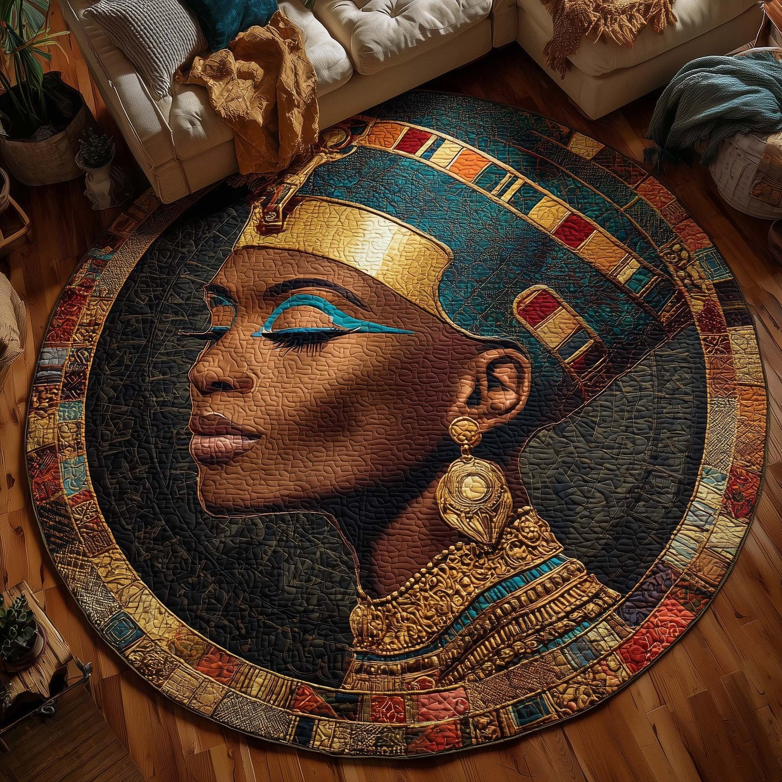 Heritage Rising Round Mat Rug - washable non-slip printed rug