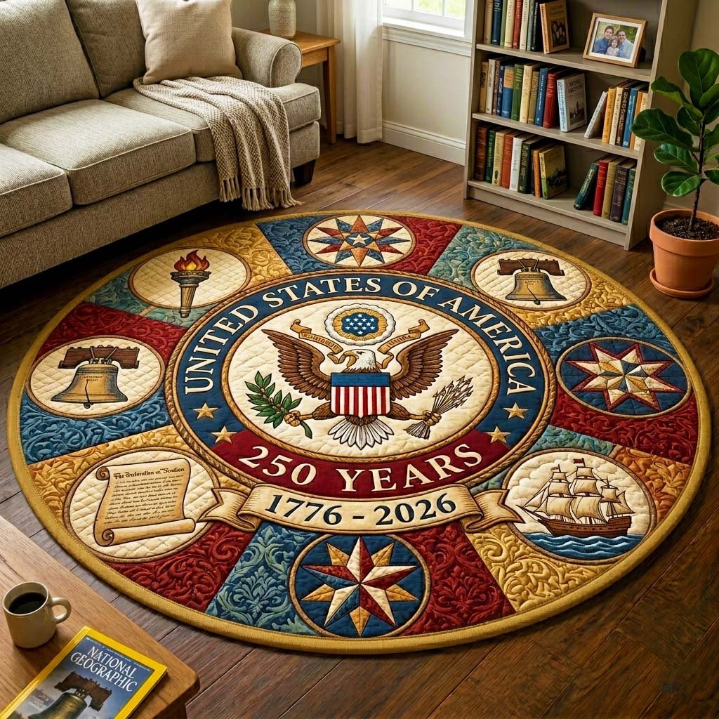 Heritage Seal Round Mat Rug - washable non-slip printed rug