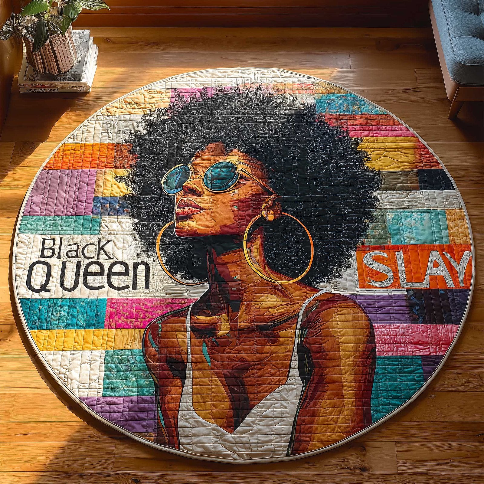 Heritage Soul Round Mat Rug - washable non-slip printed rug
