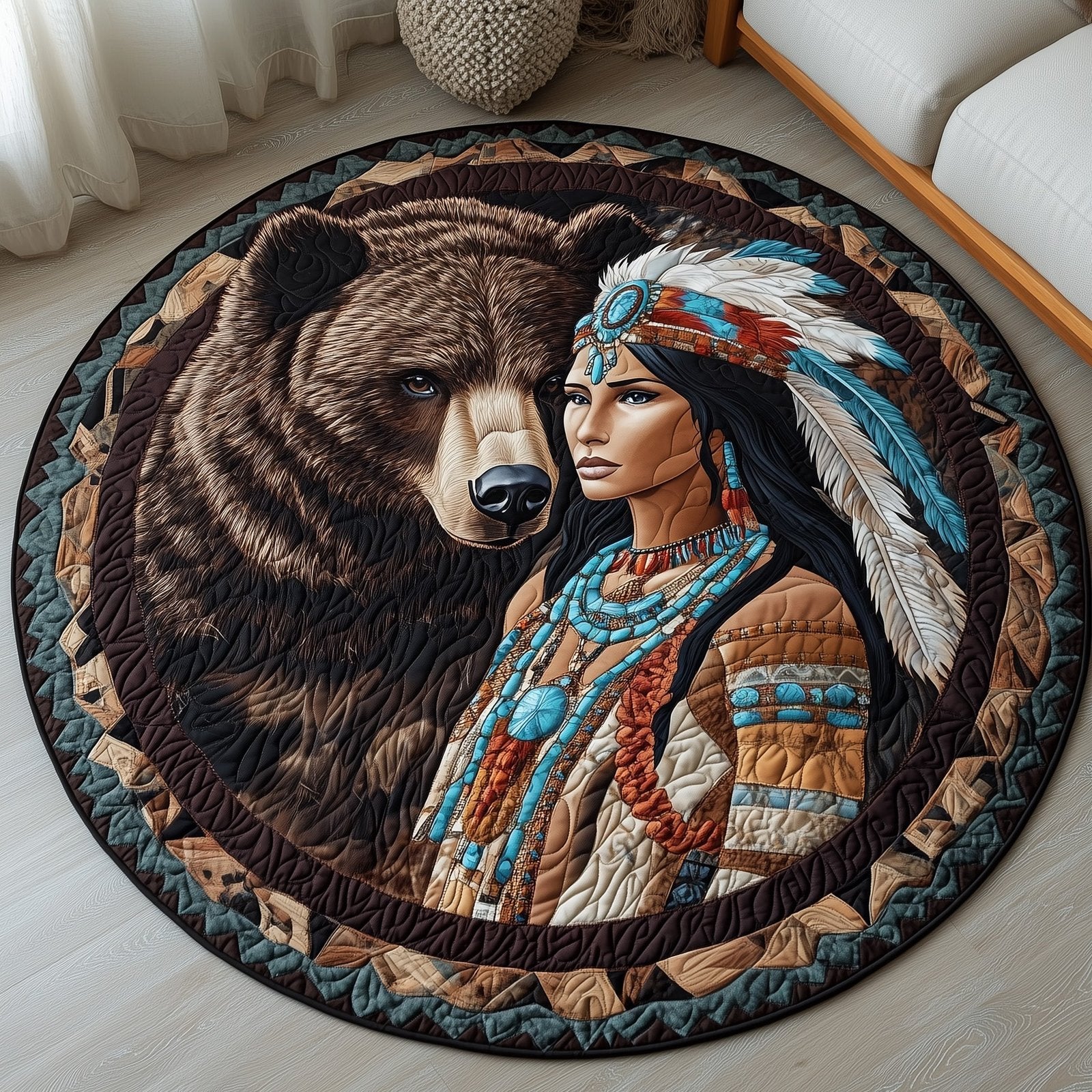 Heritage Spirits Round Mat Rug - washable non-slip printed rug