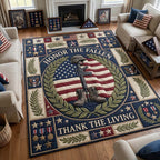 Hero Memorial area rug in a living room