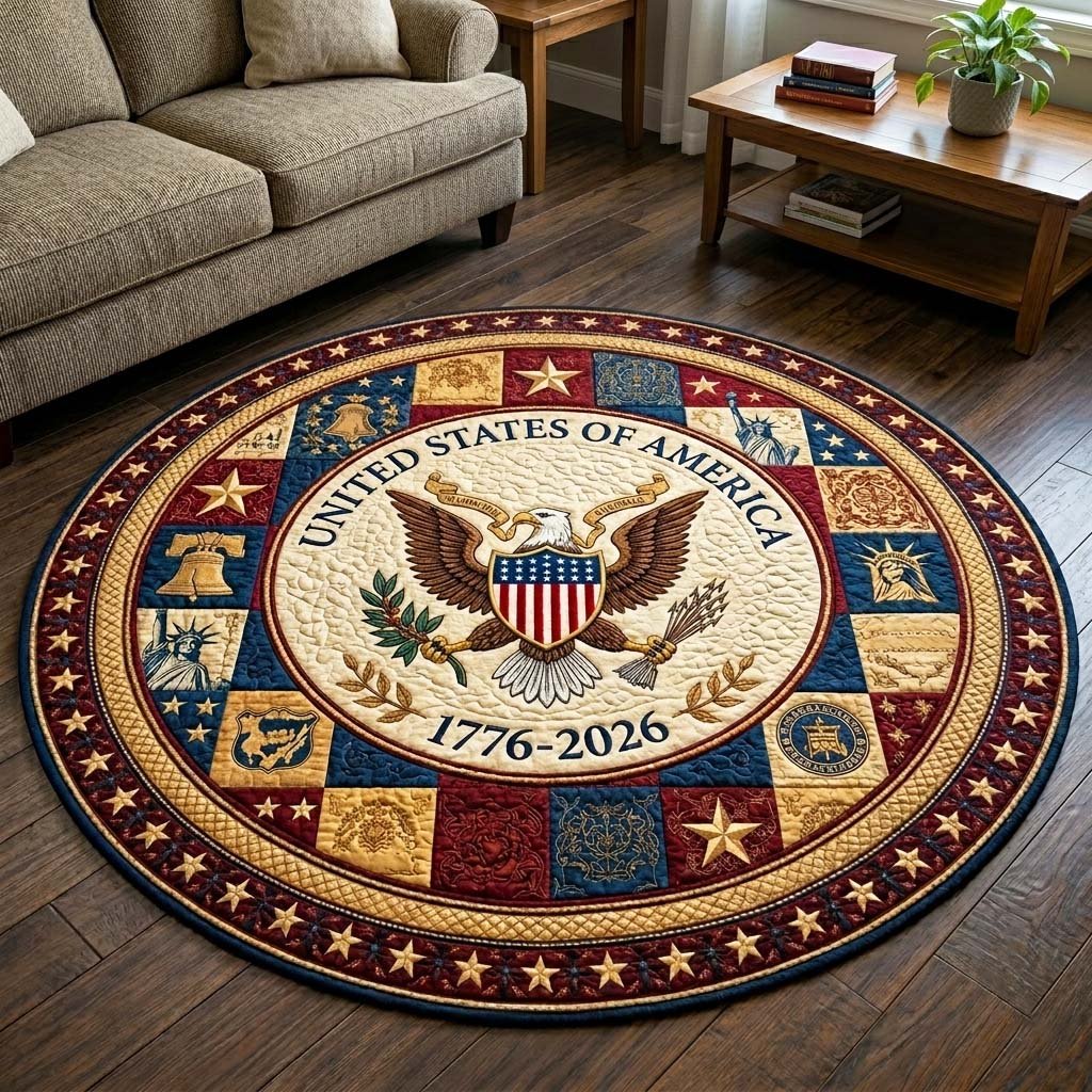 Herritage Patch Round Mat Rug - Nature Design | Serene Home Decor