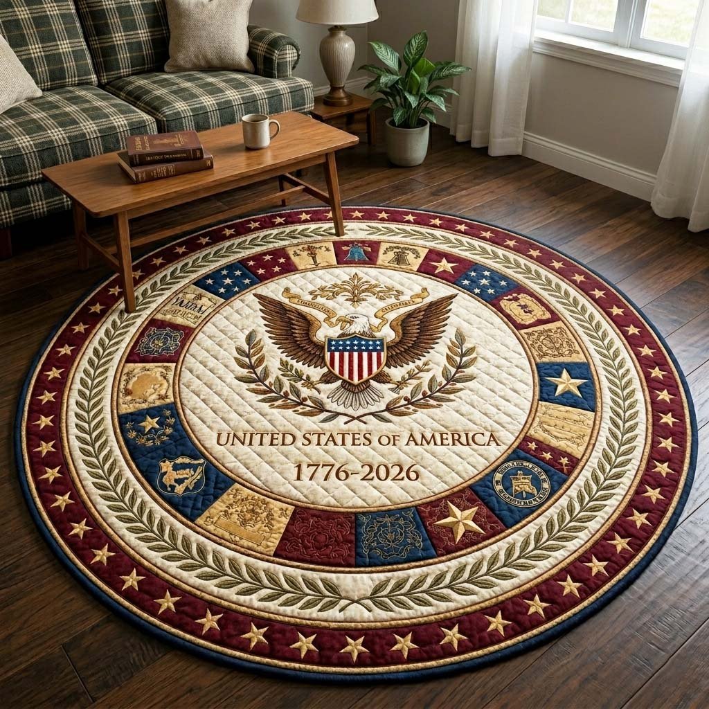 Herritage Patch Round Mat Rug - Nature Design | Serene Home Decor