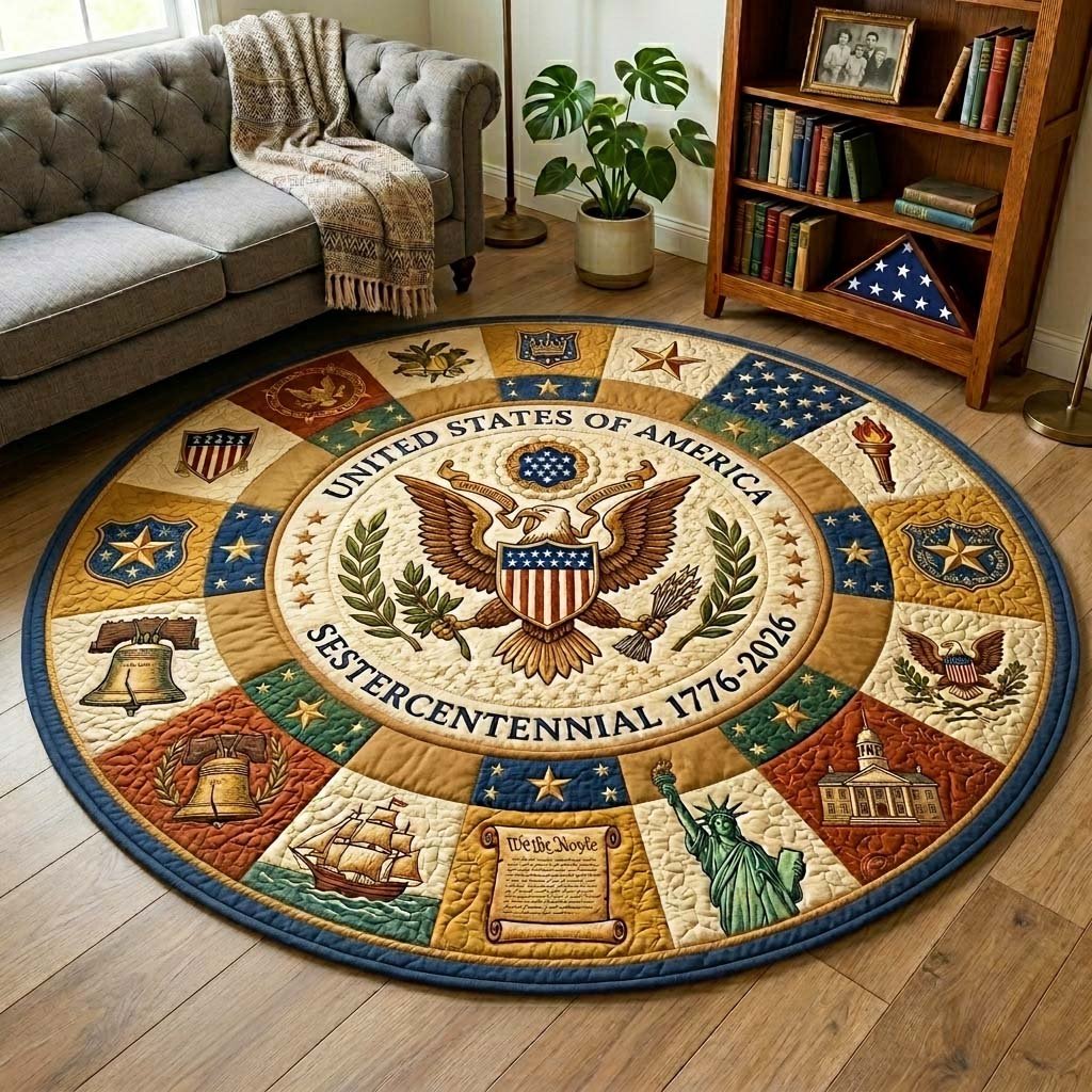 Herritage Patch Round Mat Rug - Nature Design | Serene Home Decor