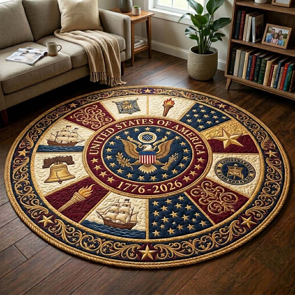 Herritage Patch Round Mat Rug - Nature Design | Serene Home Decor