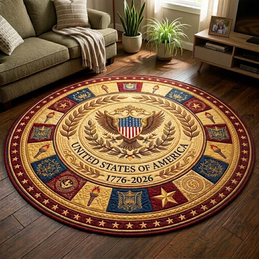 Herritage Patch Round Mat Rug - Nature Design | Serene Home Decor