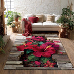 Hibiscus Charm area rug in a living room