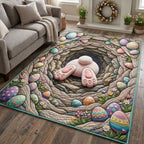 Hidden Bunny area rug in a living room