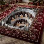 Hidden Christmas Village area rug in a living room