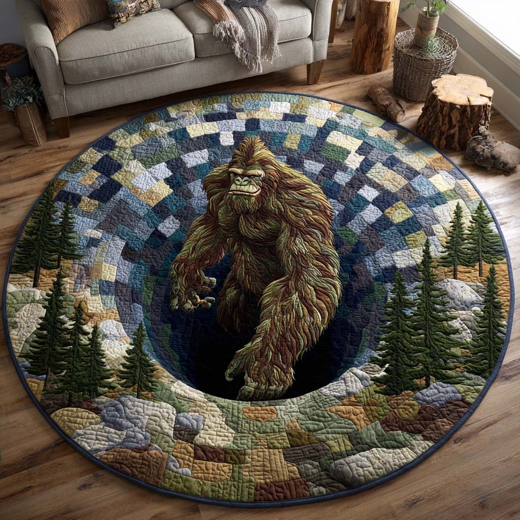Hidden Colossus Round Mat Rug - washable non-slip printed rug