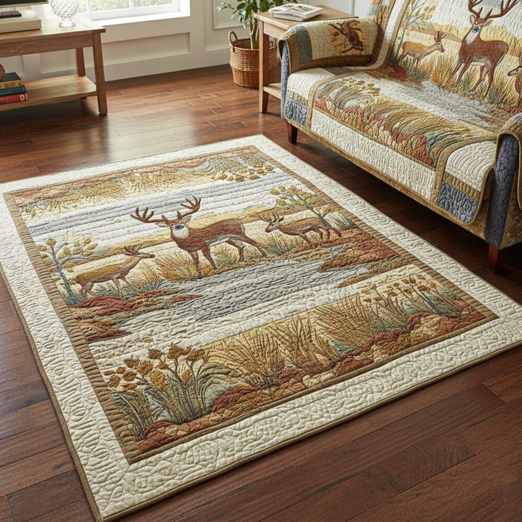Hidden Deer area rug in a living room