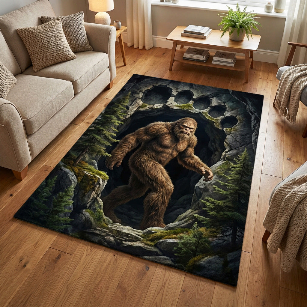 Hidden Footsteps area rug in a living room
