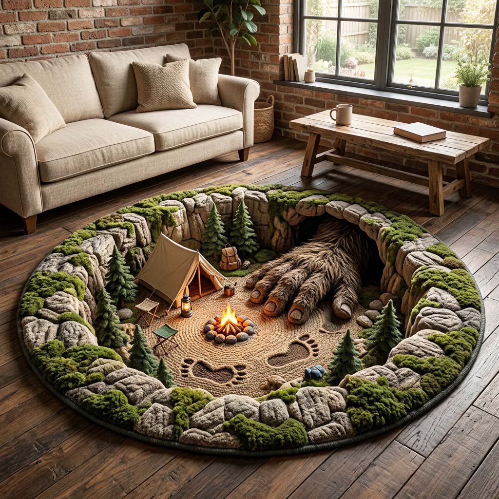 Hidden Giant Round Mat Rug - Nature Design | Serene Home Decor