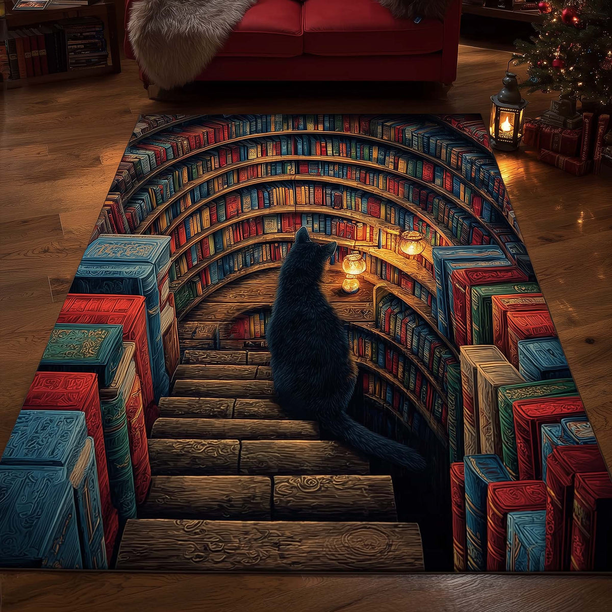 Hidden Library area rug in a living room