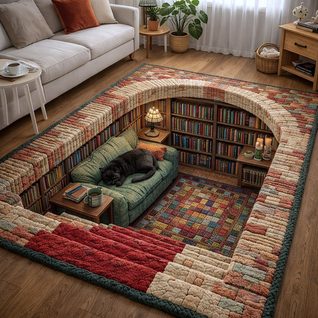 Hidden Library area rug in a living room