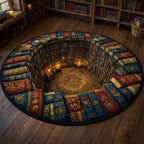 Hidden Library Hollow Round Mat Rug - washable non-slip printed rug