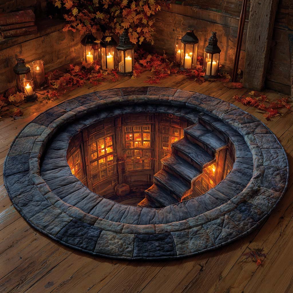 Hidden Library Portal Round Mat Rug - Nature Design | Serene Home Decor